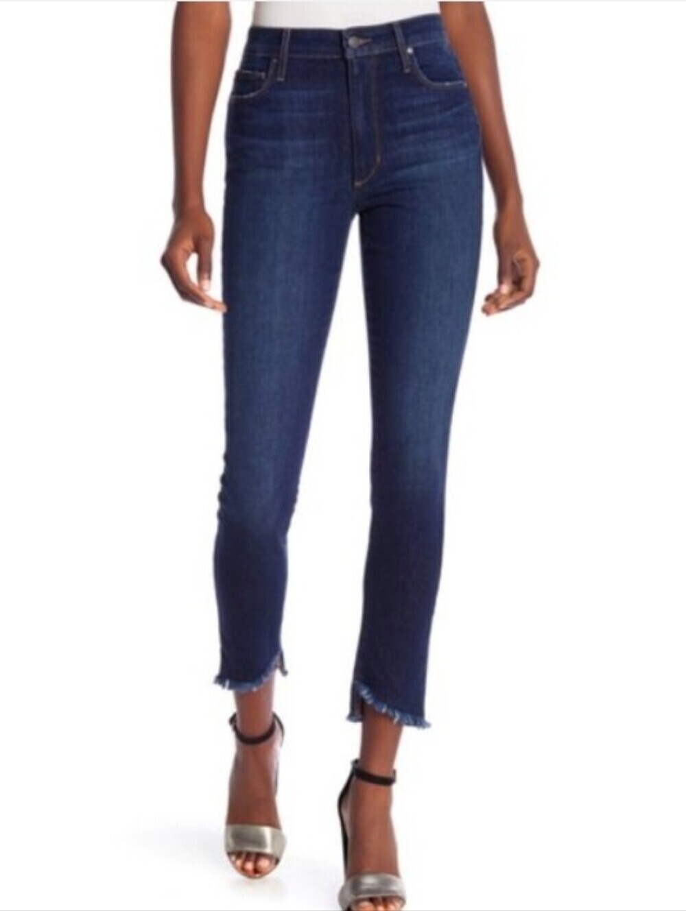 Joe's Coraline High-Rise Dark Blue Skinny Ankle Jeans with Frayed Hem Size 28